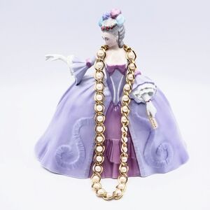 Elegant Glass Pearl and Gold Link Necklace